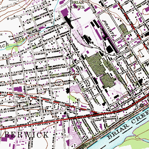 Topographic Map of Borough of Berwick, PA