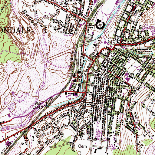 Topographic Map of City of Carbondale, PA