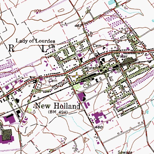 Topographic Map of Borough of New Holland, PA