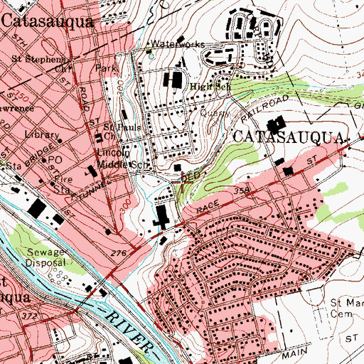 Topographic Map of Borough of Catasauqua, PA