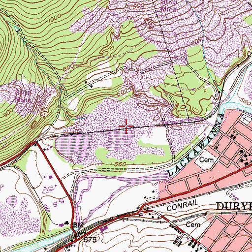 Topographic Map of Borough of Duryea, PA