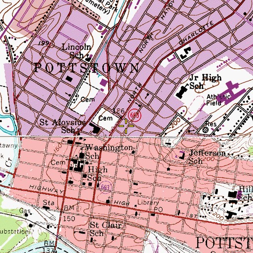 Topographic Map of Borough of Pottstown, PA