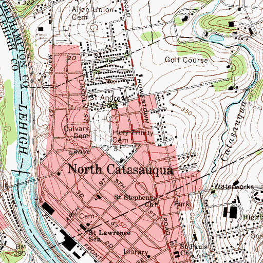 Topographic Map of Borough of North Catasauqua, PA