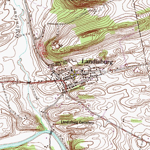 Topographic Map of Borough of Landisburg, PA