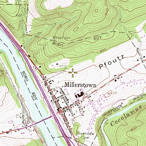 Topographic Map of Borough of Millerstown, PA