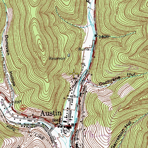 Topographic Map of Borough of Austin, PA
