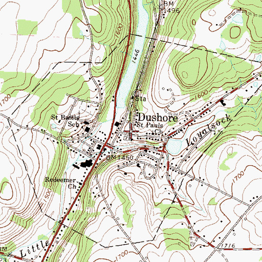 Topographic Map of Borough of Dushore, PA