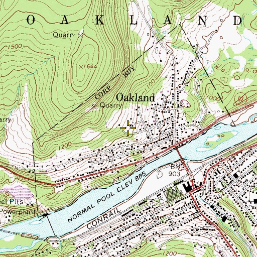 Topographic Map of Borough of Oakland, PA