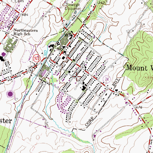Topographic Map of Borough of Mount Wolf, PA