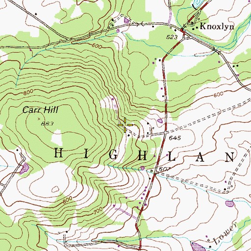 Topographic Map of Township of Highland, PA