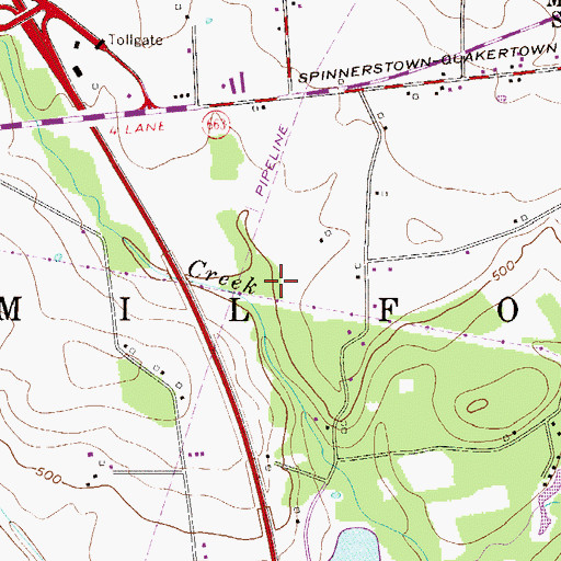 Topographic Map of Township of Milford, PA