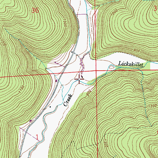 Topographic Map of Lickskillet Creek, AL