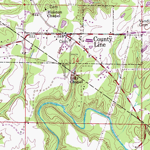 Topographic Map of Lilly Chapel, AL