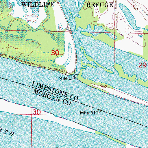Topographic Map of Limestone Creek, AL