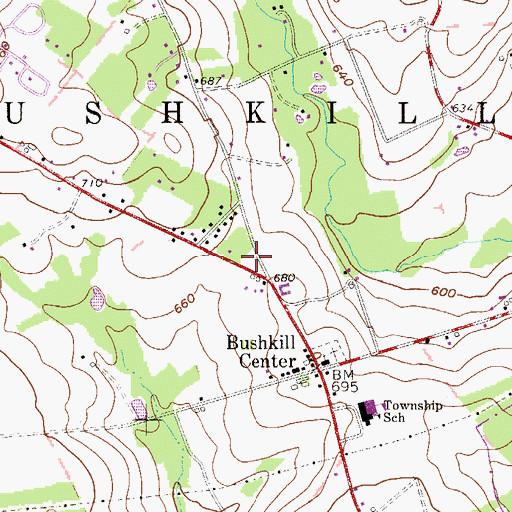 Topographic Map of Township of Bushkill, PA