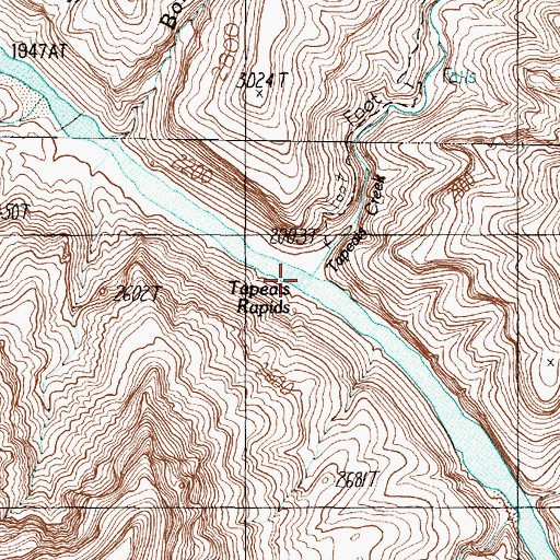 Topographic Map of Tapeats Rapids, AZ