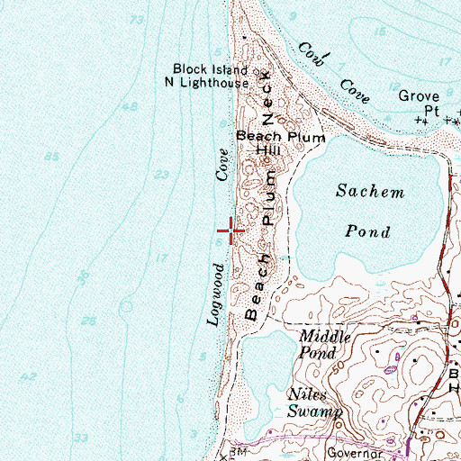 Topographic Map of Logwood Cove, RI