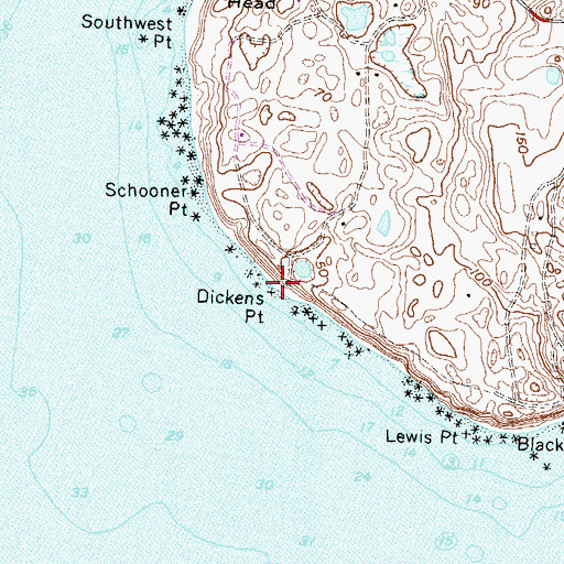 Topographic Map of Dickens Point, RI