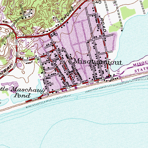 Topographic Map of Misquamicut, RI