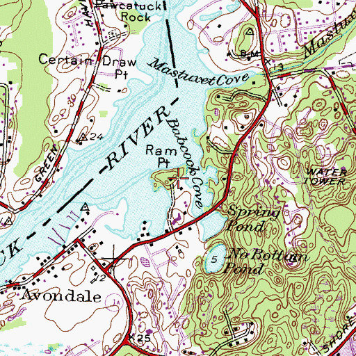 Topographic Map of Ram Point, RI