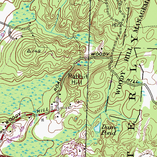 Topographic Map of Rabbit Hill, RI