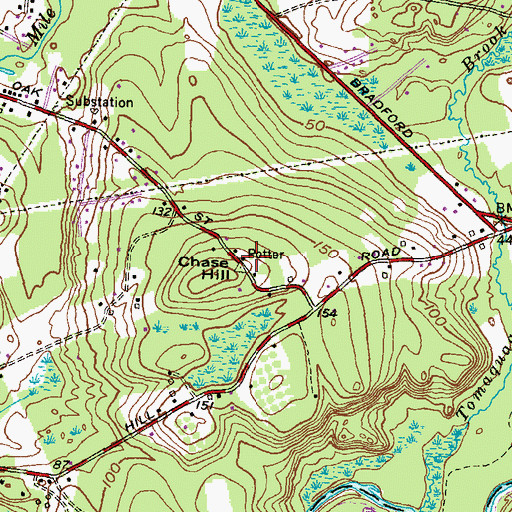 Topographic Map of Chase Hill, RI