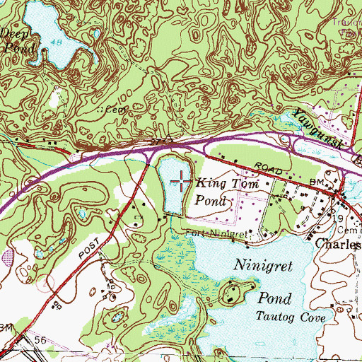 Topographic Map of King Tom Pond, RI