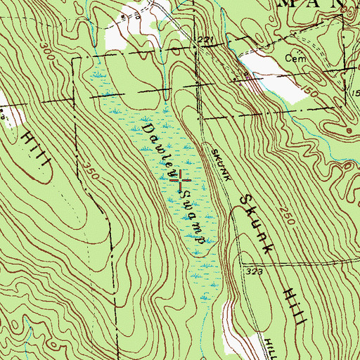 Topographic Map of Dawley Swamp, RI