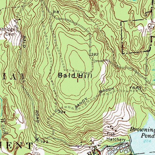Topographic Map of Bald Hill, RI