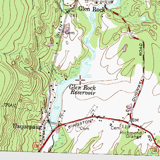 Topographic Map of Glen Rock Reservoir, RI
