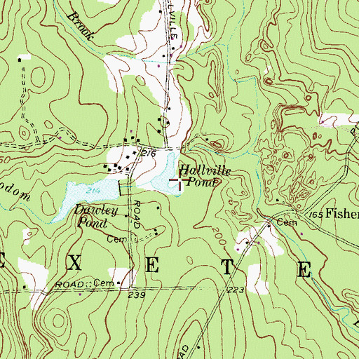 Topographic Map of Hallville Pond, RI