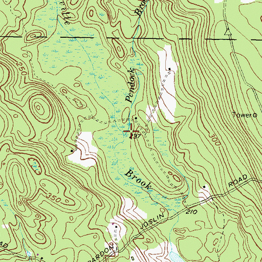 Topographic Map of Pendock Brook, RI