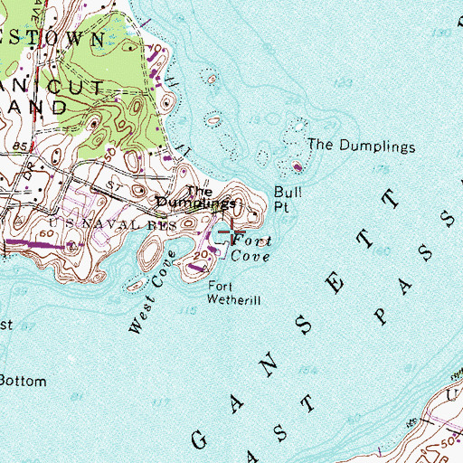 Topographic Map of Fort Cove, RI
