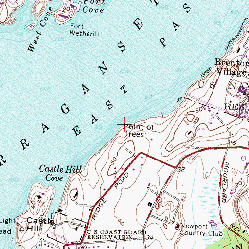 Topographic Map of Point of Trees, RI