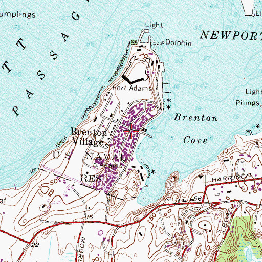 Topographic Map of Brenton Village, RI