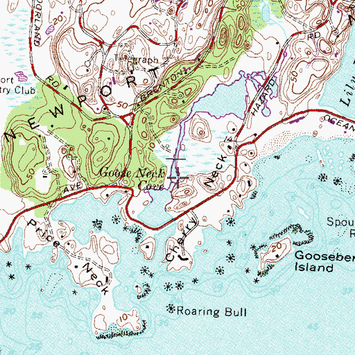 Topographic Map of Goose Neck Cove, RI