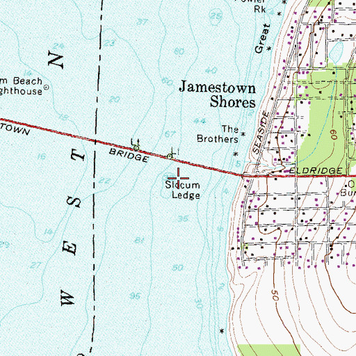 Topographic Map of Slocum Ledge, RI