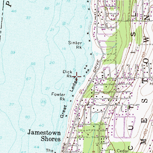 Topographic Map of Dick Rock, RI