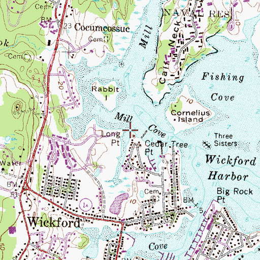 Topographic Map of Long Point, RI