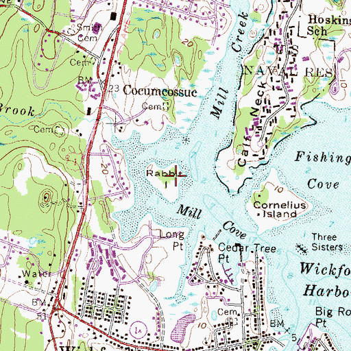 Topographic Map of Rabbit Island, RI