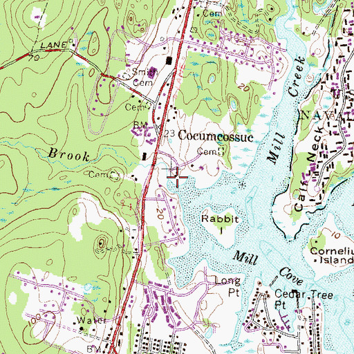Topographic Map of Cocumcussoc Brook, RI