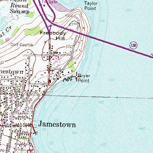 Topographic Map of Bryer Point, RI