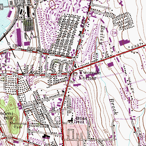 Topographic Map of Twomile Corner, RI