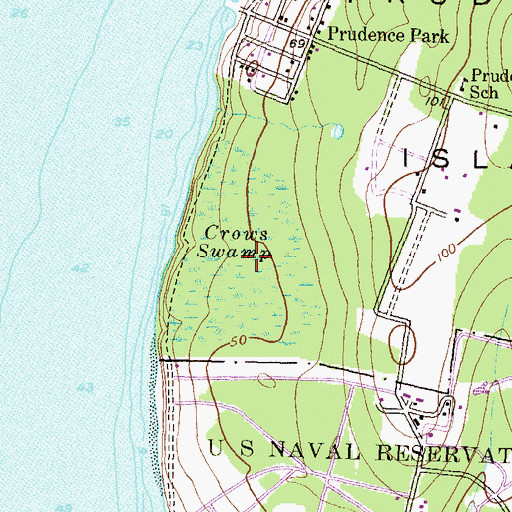 Topographic Map of Crows Swamp, RI