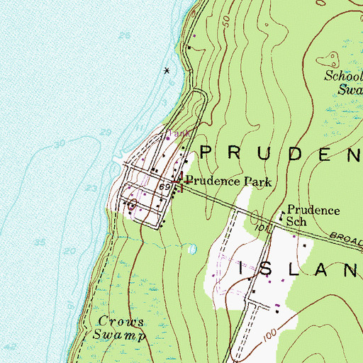 Topographic Map of Prudence Park, RI