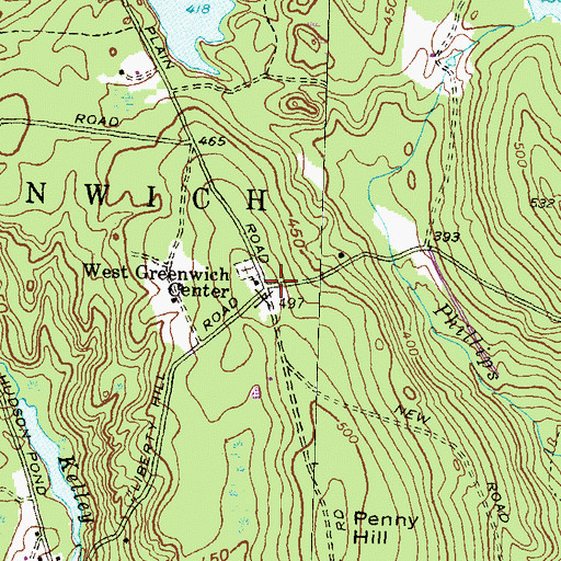 Topographic Map of West Greenwich Center, RI