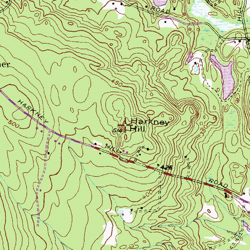 Topographic Map of Harkney Hill, RI