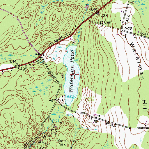 Topographic Map of Waterman Pond, RI