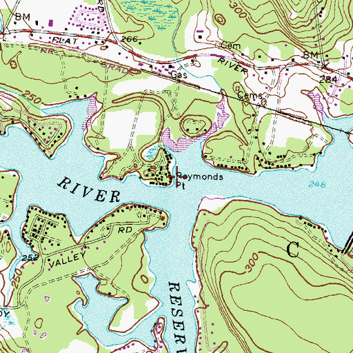 Topographic Map of Raymonds Point, RI