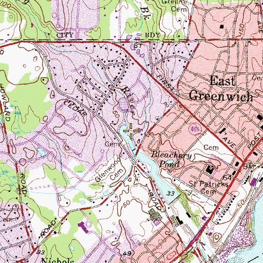 Topographic Map of Dark Entry Brook, RI